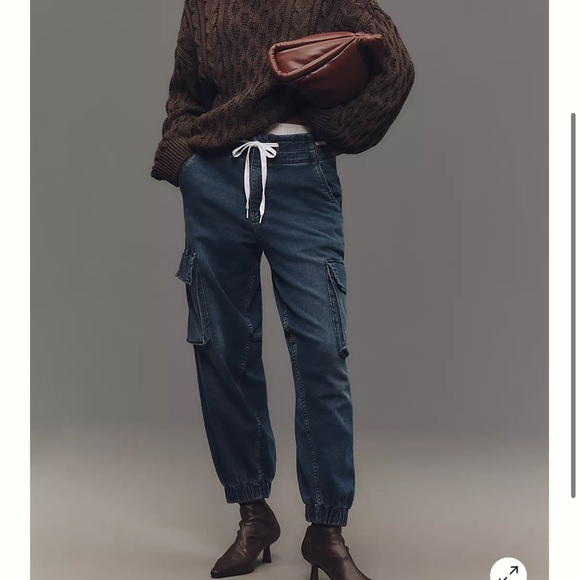 Pilcro Denim - Anthropologie Pilcro High Rise Cargo Jogger Denim Knit Stretchy Jeans Smal